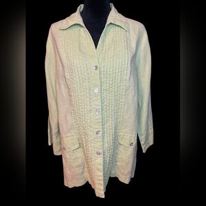Women's Linen Lime Green Button-Up Top
